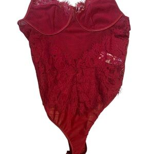 Elegant Red Lace Bodysuit